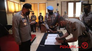 Sertijab Kasat dan Kapolsek di Polres Pemalang Digelar Tertutup