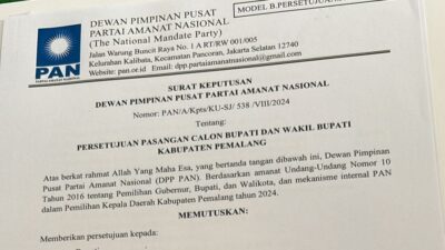 PAN Putuskan Dukung Mansur-Bobby di Pilkada Pemalang 2024