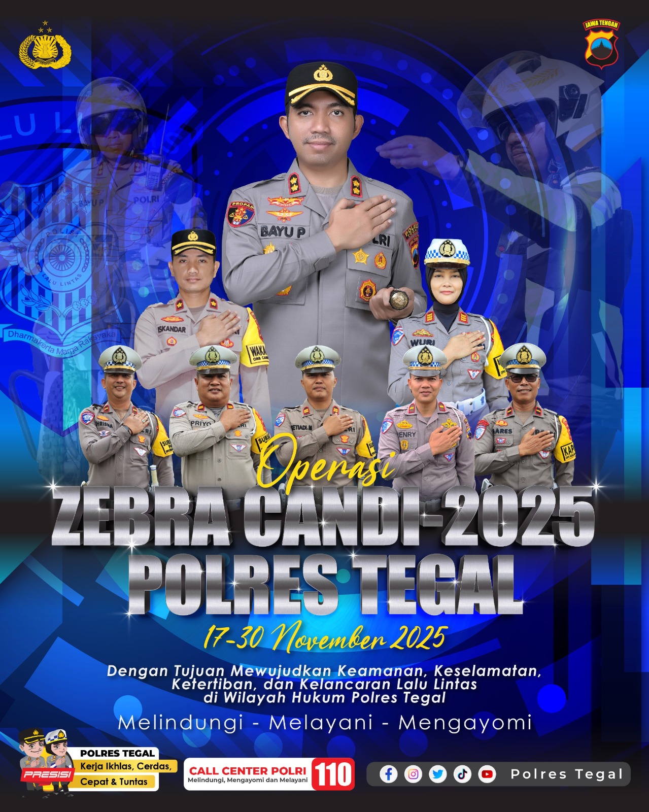 Operasi Zebra Candi 2025 Polres Tegal Mulai 17-30 November 2025, Jangan Lupa Cek Kelengkapan Kendaraan